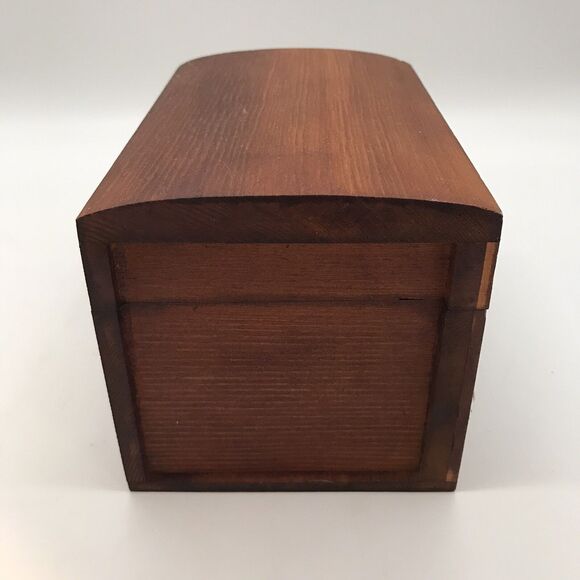 Small Wooden Curved Top Box Hinged Latch Storage Crafts Jewelry Keepsakes Cards - Picture 5 of 10